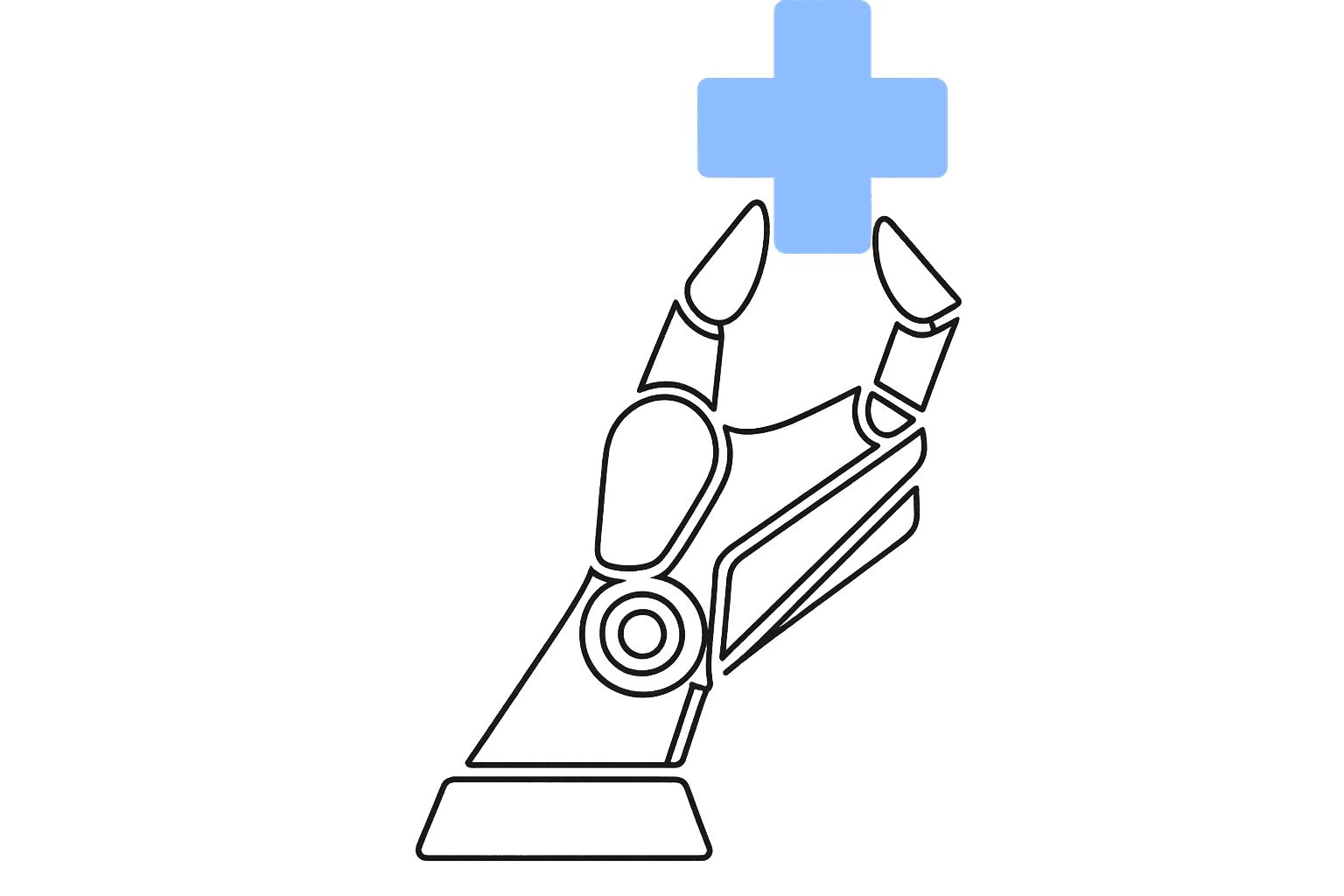 Robot holding cross